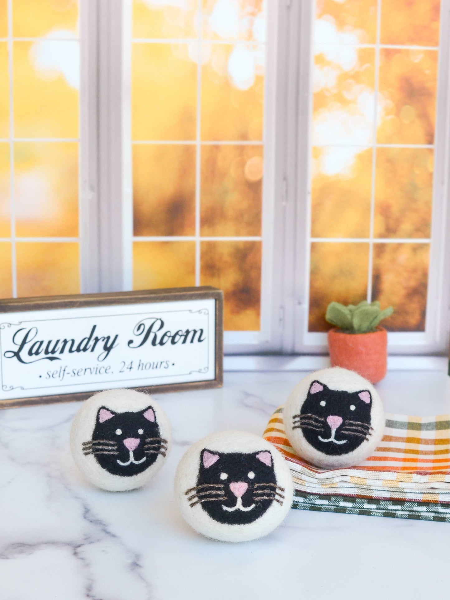 Black Cats Eco Wool Dryer Balls - Set of 3