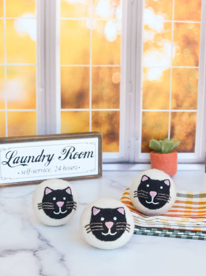 Black Cats Eco Wool Dryer Balls - Set of 3
