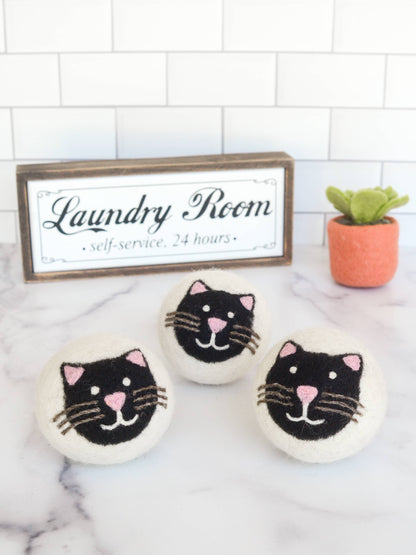 Black Cats Eco Wool Dryer Balls - Set of 3