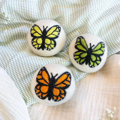 Rainbow Monarch Butterfly Eco Wool Dryer Ball - Set of 6